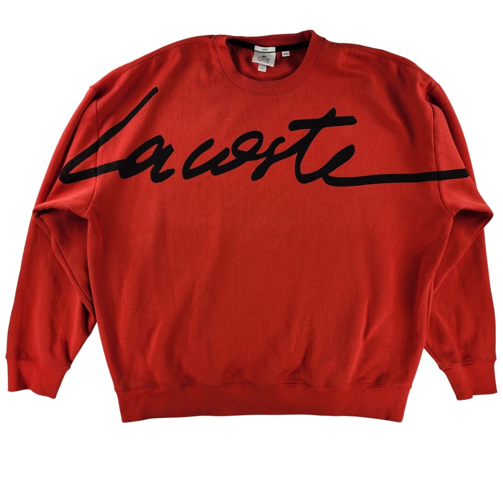 Lacoste LIVE Sweatshirt XXL Red Oversized Big Logo Graphic Crewneck Unisex